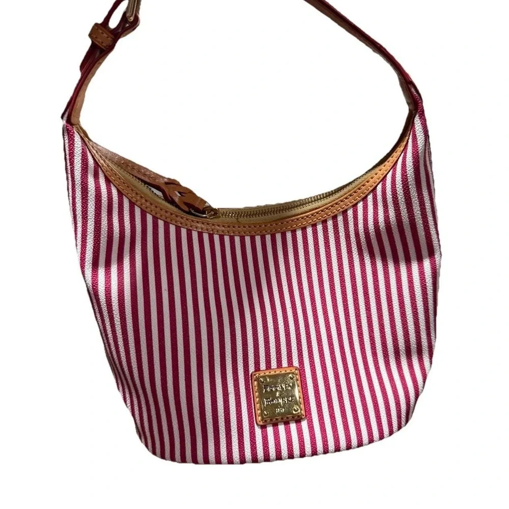 Dooney & Bourke Seaview Red & White Stripe Coated Bucket Hobo Purse